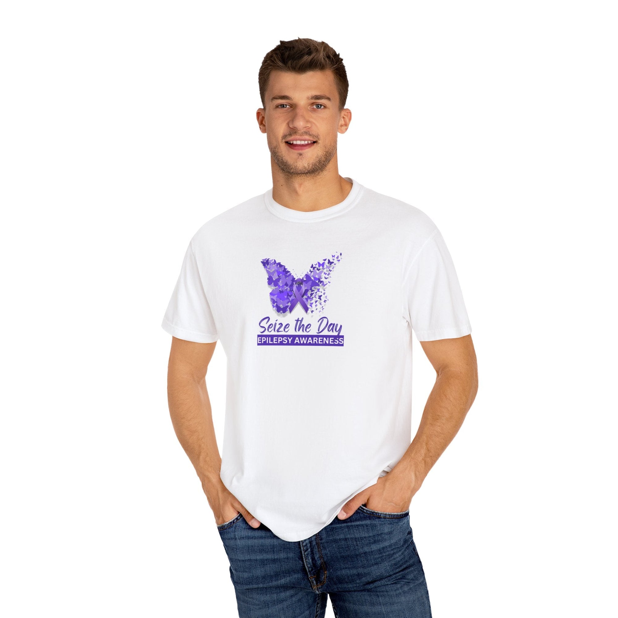 Seize the Day Epilepsy Awareness Unisex Garment - Dyed T - shirt - T - Shirt - Epileptic Al’s Shop