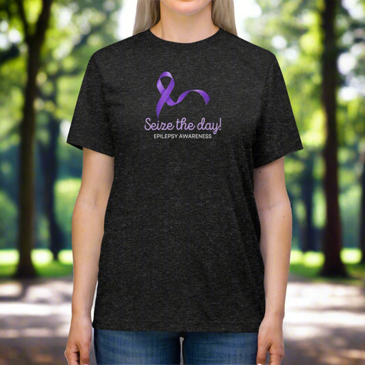 Seize the Day Purple Ribbon Unisex Triblend Tee - T - Shirt - Epileptic Al’s Shop