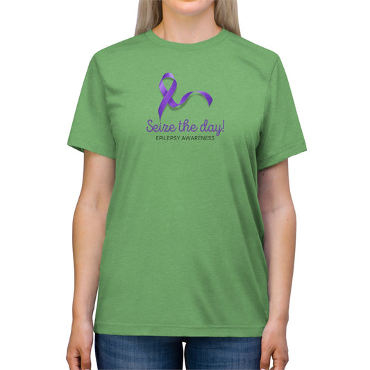 Seize the Day Purple Ribbon Unisex Triblend Tee - T - Shirt - Epileptic Al’s Shop