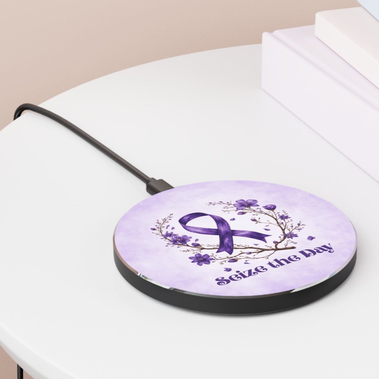 Seize the Day Wireless Charger - Fast Charging Pad with Floral Design - Accessories, Tech, Chargers - EpiAl's Shop