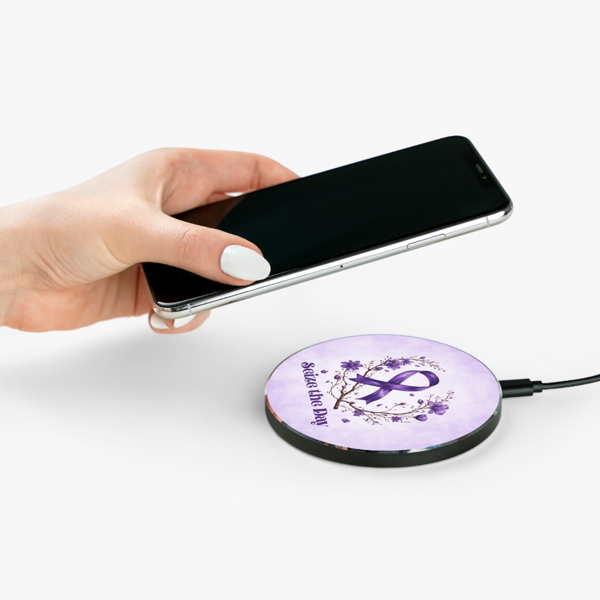 Seize the Day Wireless Charger - Fast Charging Pad with Floral Design - Accessories, Tech, Chargers - EpiAl's Shop