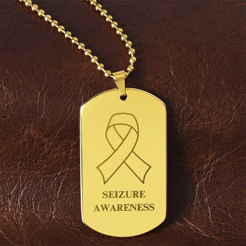 Seizure Awareness Engraved Dog Tag Necklace - Jewelry - Epileptic Al’s Shop