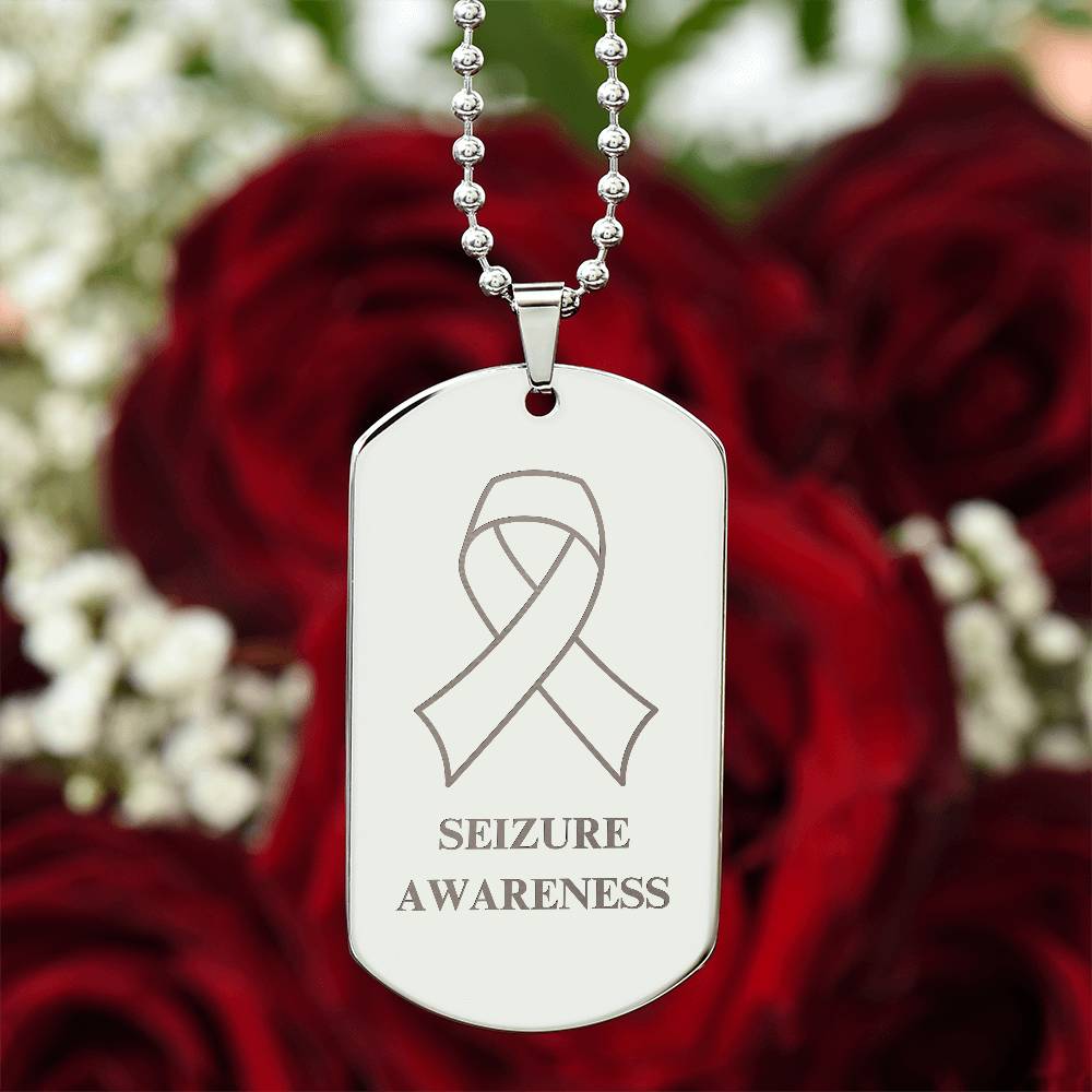 Seizure Awareness Engraved Dog Tag Necklace - Jewelry - Epileptic Al’s Shop