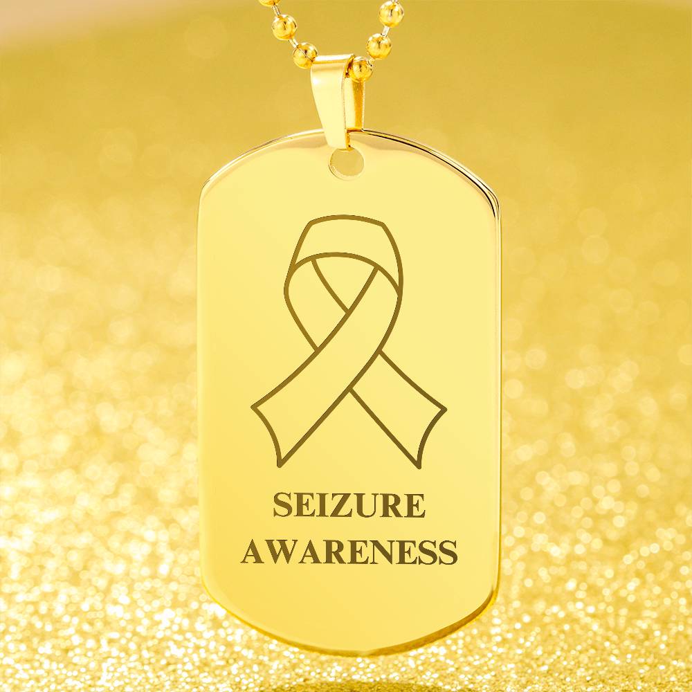 Seizure Awareness Engraved Dog Tag Necklace - Jewelry - Epileptic Al’s Shop