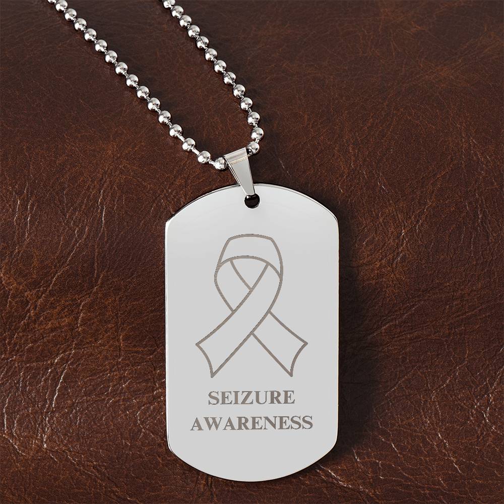 Seizure Awareness Engraved Dog Tag Necklace - Jewelry - Epileptic Al’s Shop
