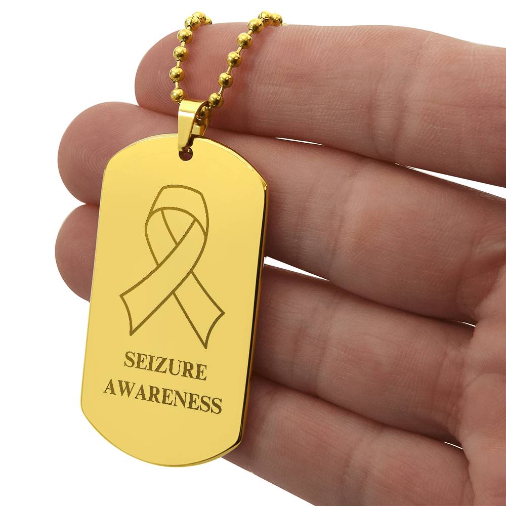 Seizure Awareness Engraved Dog Tag Necklace - Jewelry - Epileptic Al’s Shop