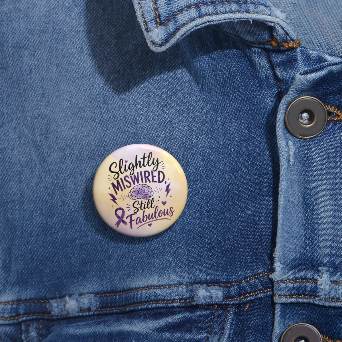 Seizure Awareness Pinback Button | Epilepsy Awareness Pin | Purple Ribbon Button - Buttons, Pinback - EpiAl's Shop