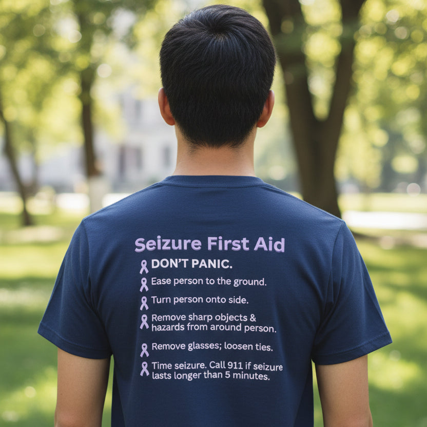 Seizure First Aid Unisex Heavy Cotton Pocket Tee - T - Shirt - Epileptic Al’s Shop