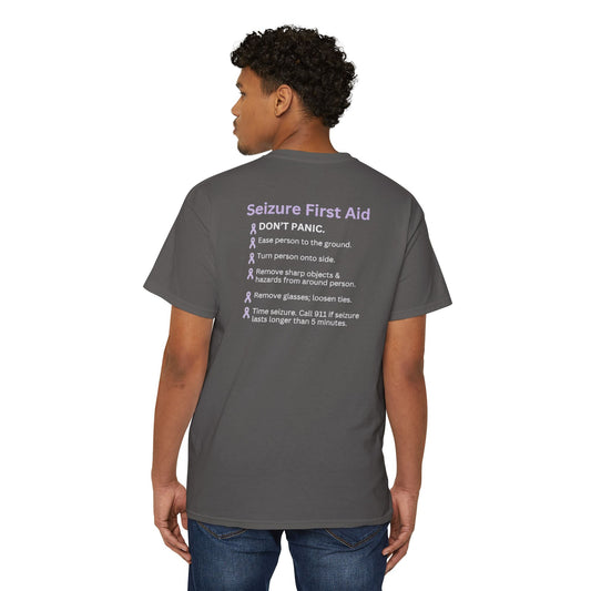 Seizure First Aid Unisex Heavy Cotton Pocket Tee - T - Shirt - Epileptic Al’s Shop