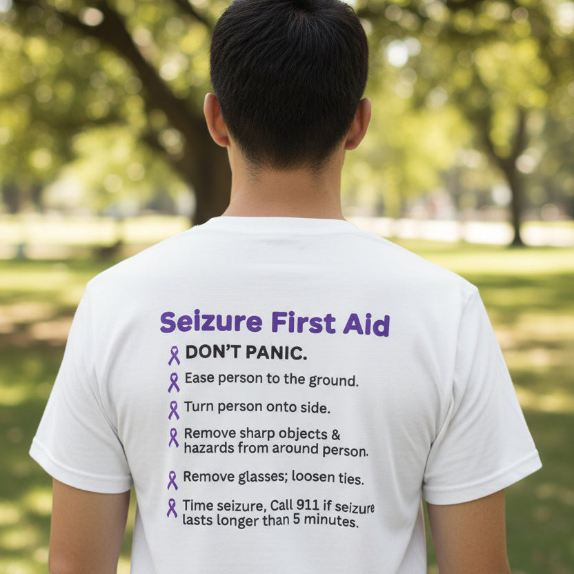Seizure First Aid Unisex Heavy Cotton Pocket Tee - T - Shirt - Epileptic Al’s Shop
