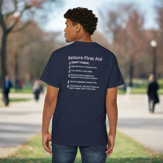 Seizure First Aid Unisex Heavy Cotton Pocket Tee - T - Shirt - Epileptic Al’s Shop