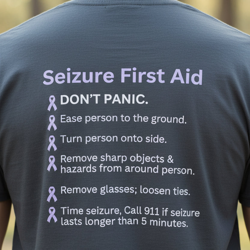 Seizure First Aid Unisex Heavy Cotton Pocket Tee - T - Shirt - Epileptic Al’s Shop
