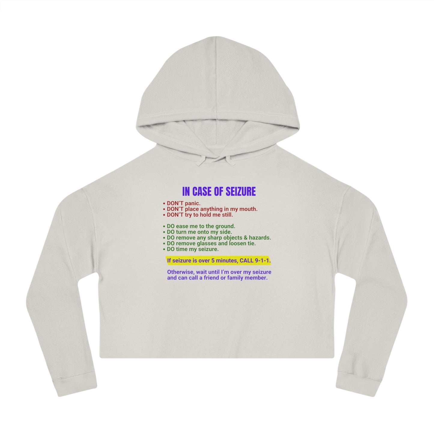Seizure First Aid Women’s Cropped Hooded Sweatshirt - Hoodie - EpiAl's Shop