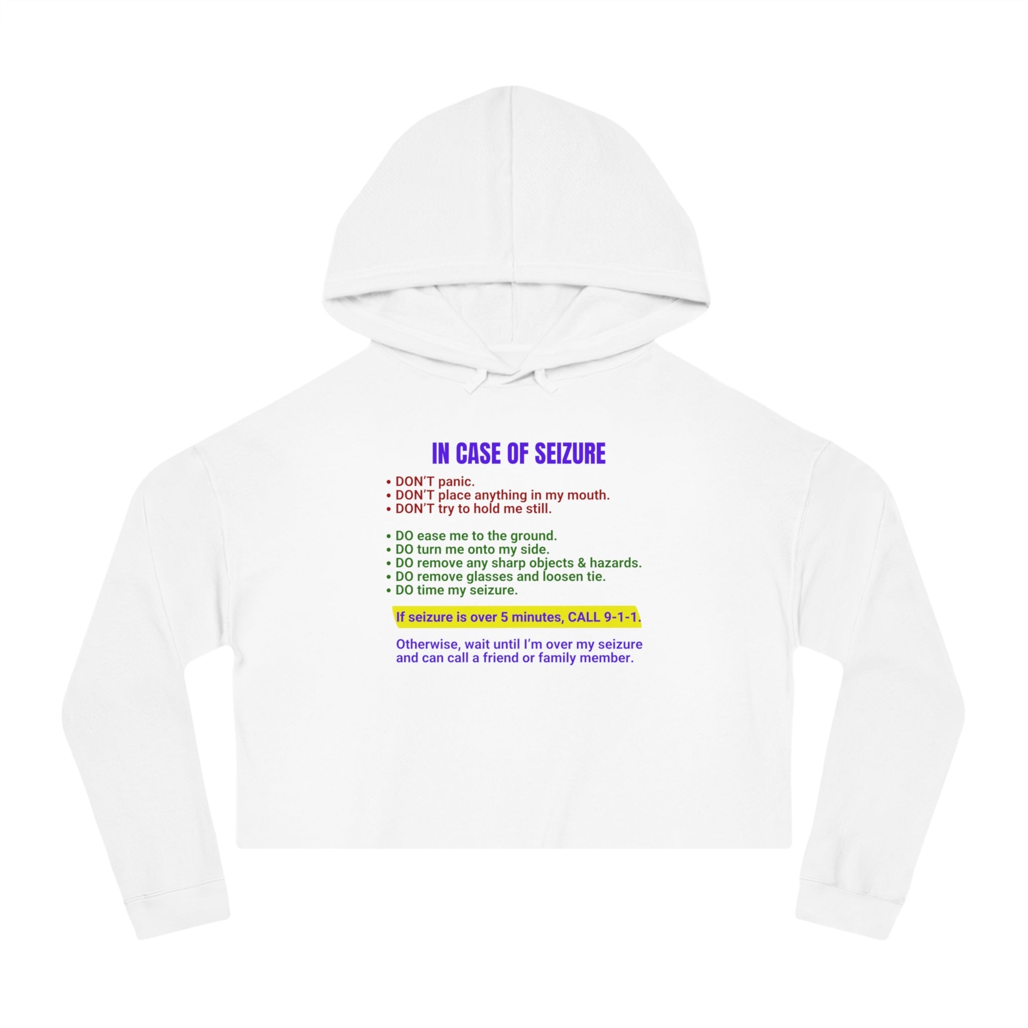 Seizure First Aid Women’s Cropped Hooded Sweatshirt - Hoodie - EpiAl's Shop