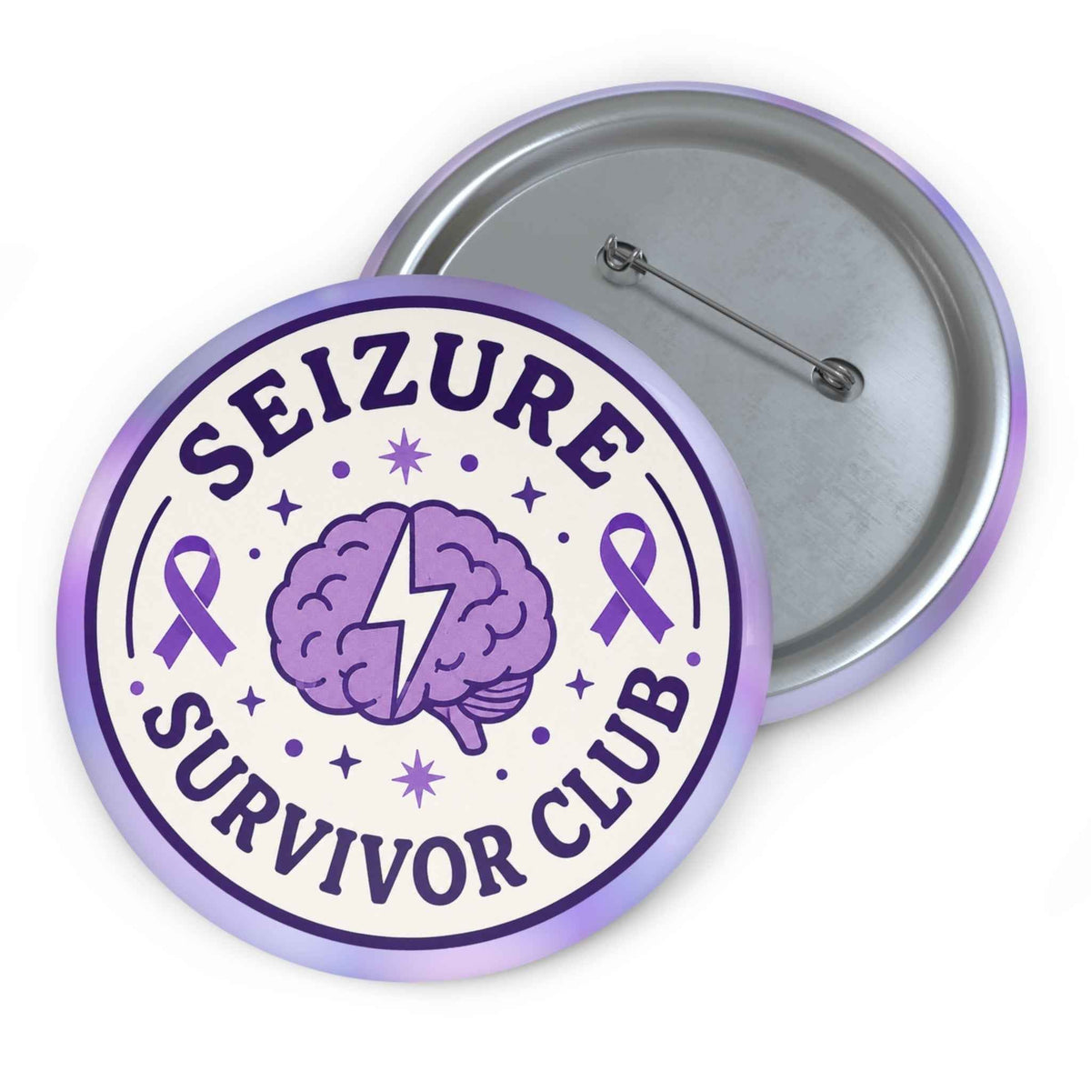 Seizure Survivor Club Pinback Button | Purple Epilepsy Awareness Badge - Buttons, Pinback - EpiAl's Shop