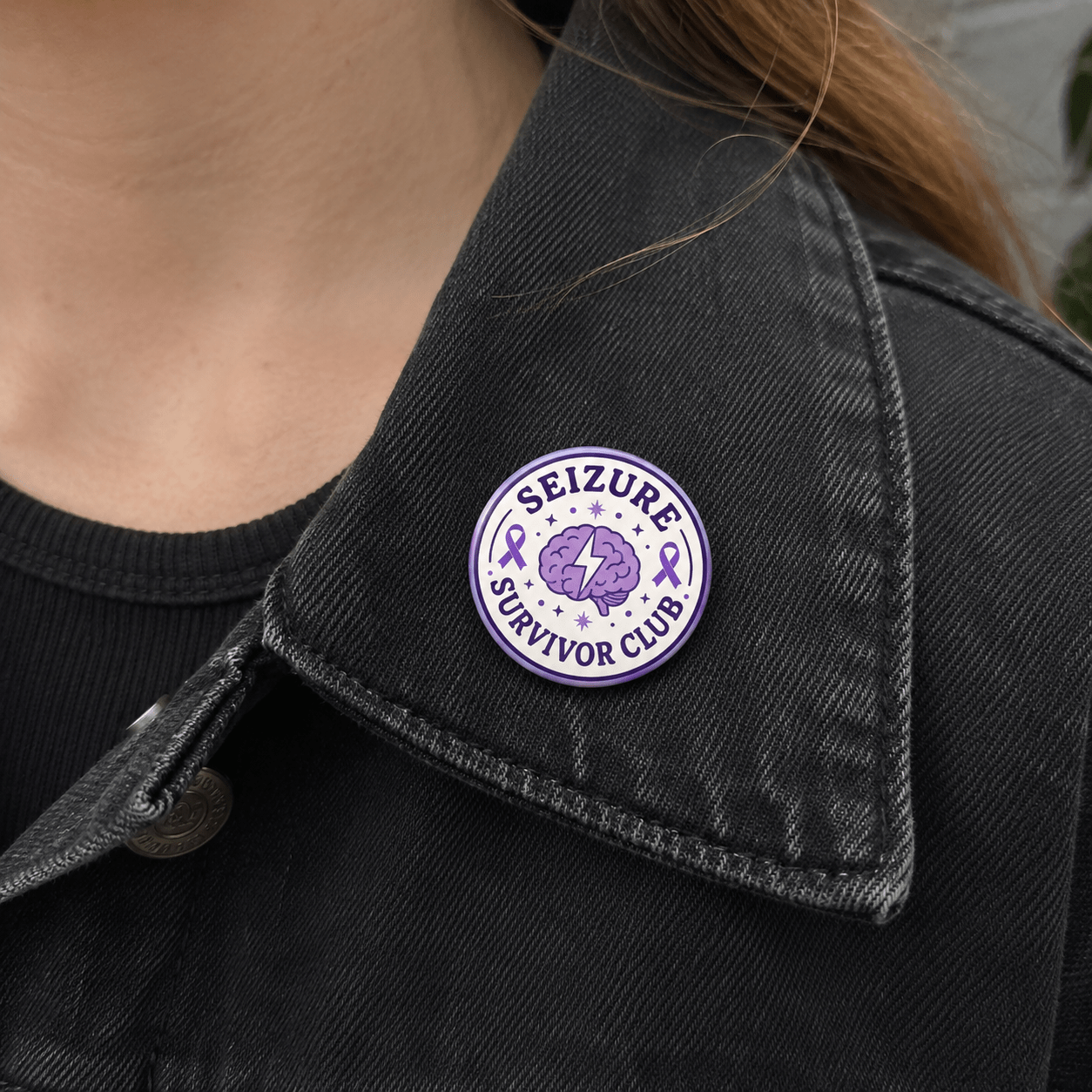 Seizure Survivor Club Pinback Button | Purple Epilepsy Awareness Badge - Buttons, Pinback - EpiAl's Shop