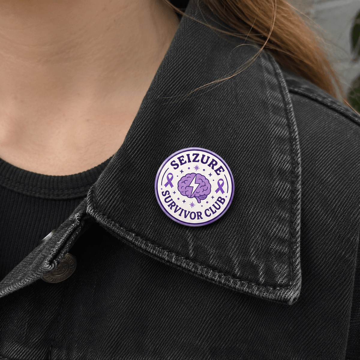 Seizure Survivor Club Pinback Button | Purple Epilepsy Awareness Badge - Buttons, Pinback - EpiAl's Shop