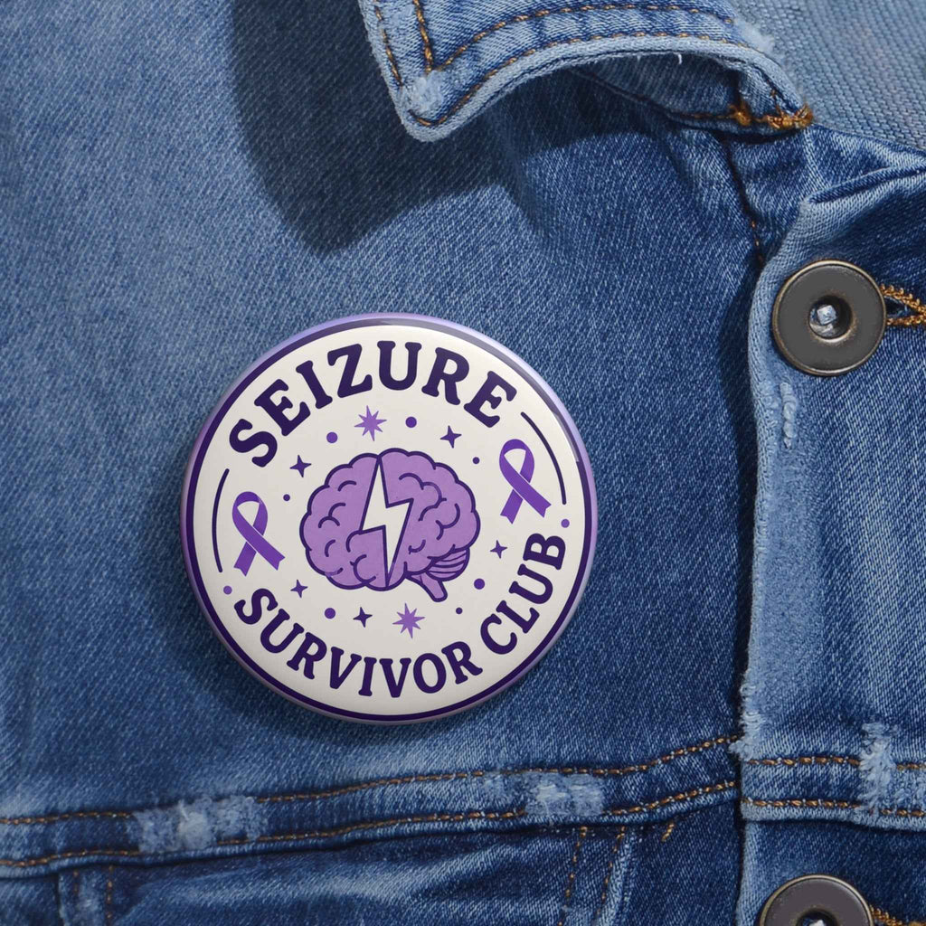 Seizure Survivor Club Pinback Button | Purple Epilepsy Awareness Badge - Buttons, Pinback - EpiAl's Shop