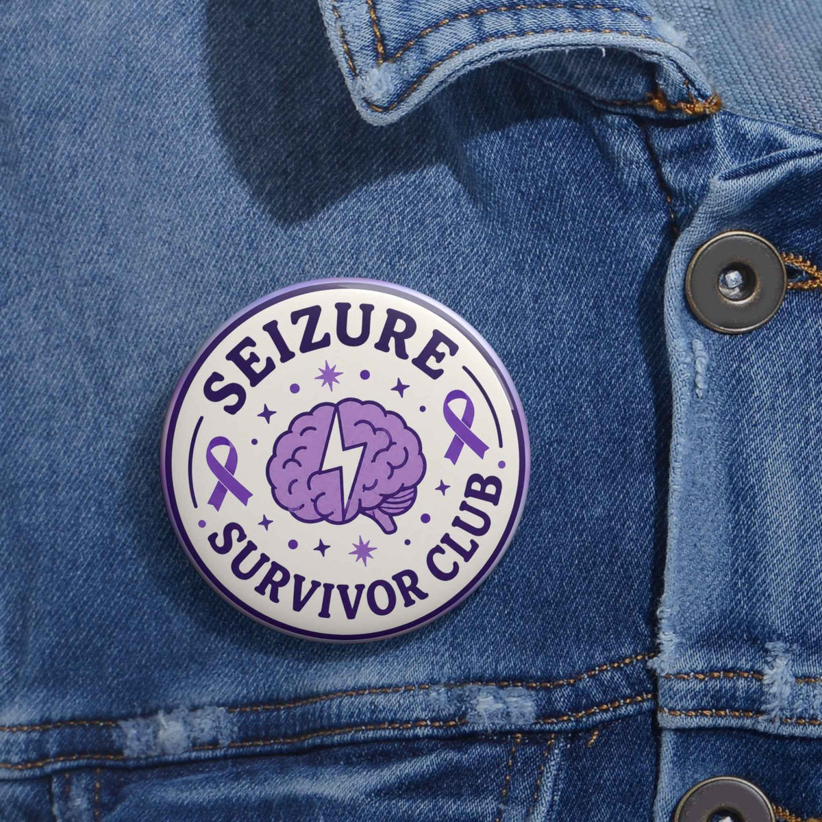 Seizure Survivor Club Pinback Button | Purple Epilepsy Awareness Badge - Buttons, Pinback - EpiAl's Shop