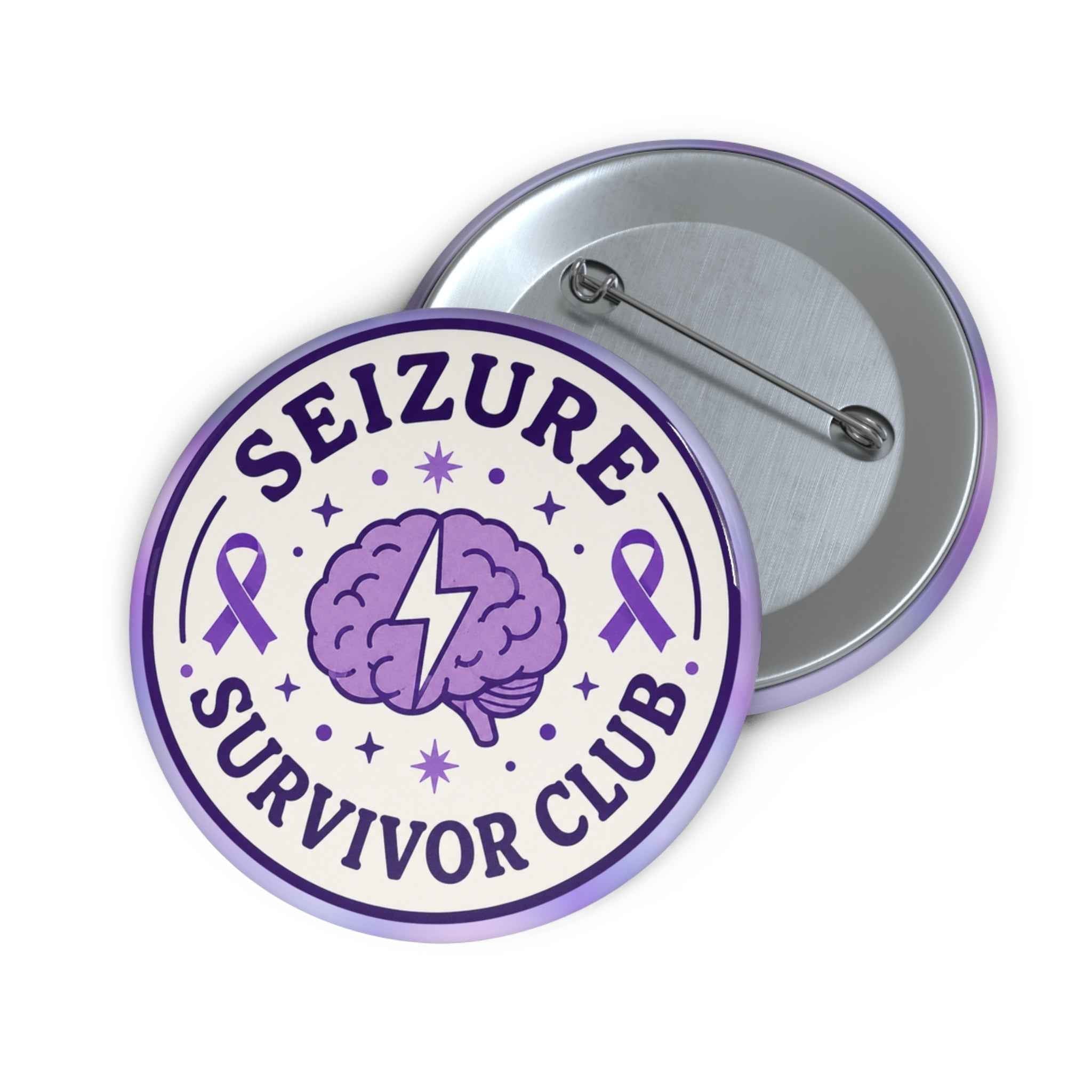 Seizure Survivor Club Pinback Button | Purple Epilepsy Awareness Badge - Buttons, Pinback - EpiAl's Shop