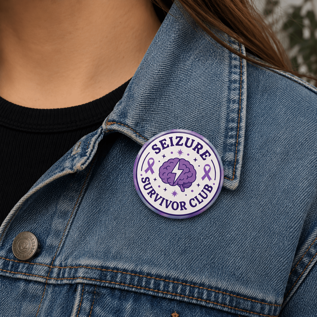 Seizure Survivor Club Pinback Button | Purple Epilepsy Awareness Badge - Buttons, Pinback - EpiAl's Shop