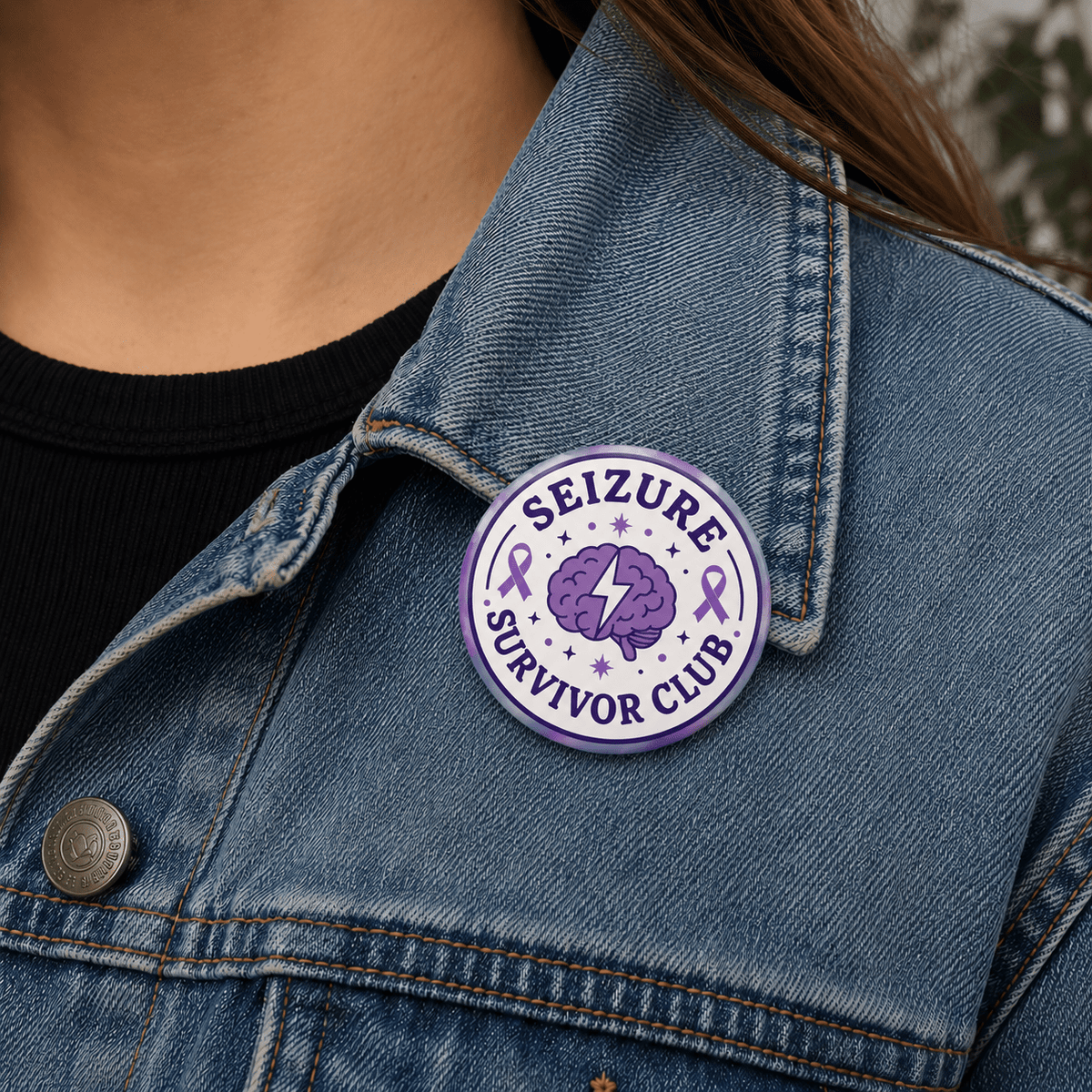 Seizure Survivor Club Pinback Button | Purple Epilepsy Awareness Badge - Buttons, Pinback - EpiAl's Shop