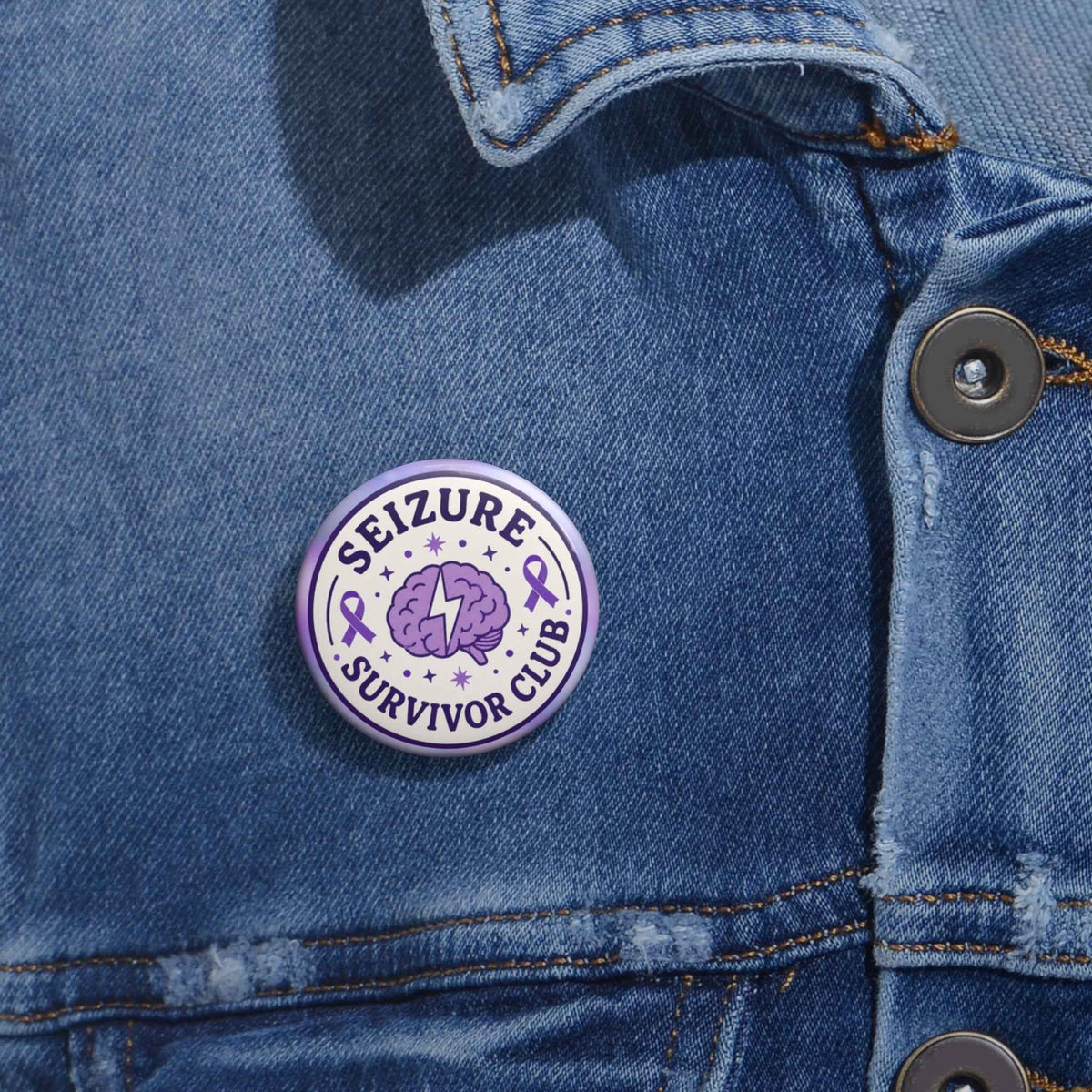 Seizure Survivor Club Pinback Button | Purple Epilepsy Awareness Badge - Buttons, Pinback - EpiAl's Shop