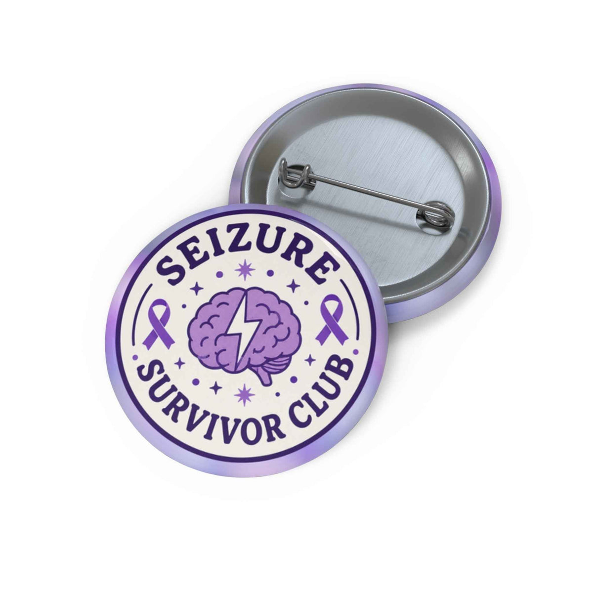 Seizure Survivor Club Pinback Button | Purple Epilepsy Awareness Badge - Buttons, Pinback - EpiAl's Shop