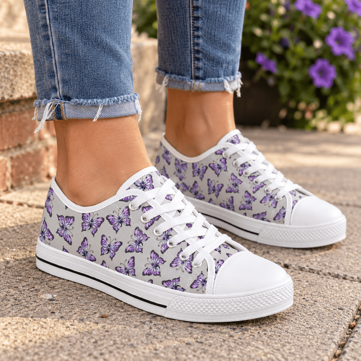 Semicolon Butterfly Women’s Canvas Shoes | Subtle Suicide Awareness Sneakers - Shoes, Sneakers - EpiAl's Shop