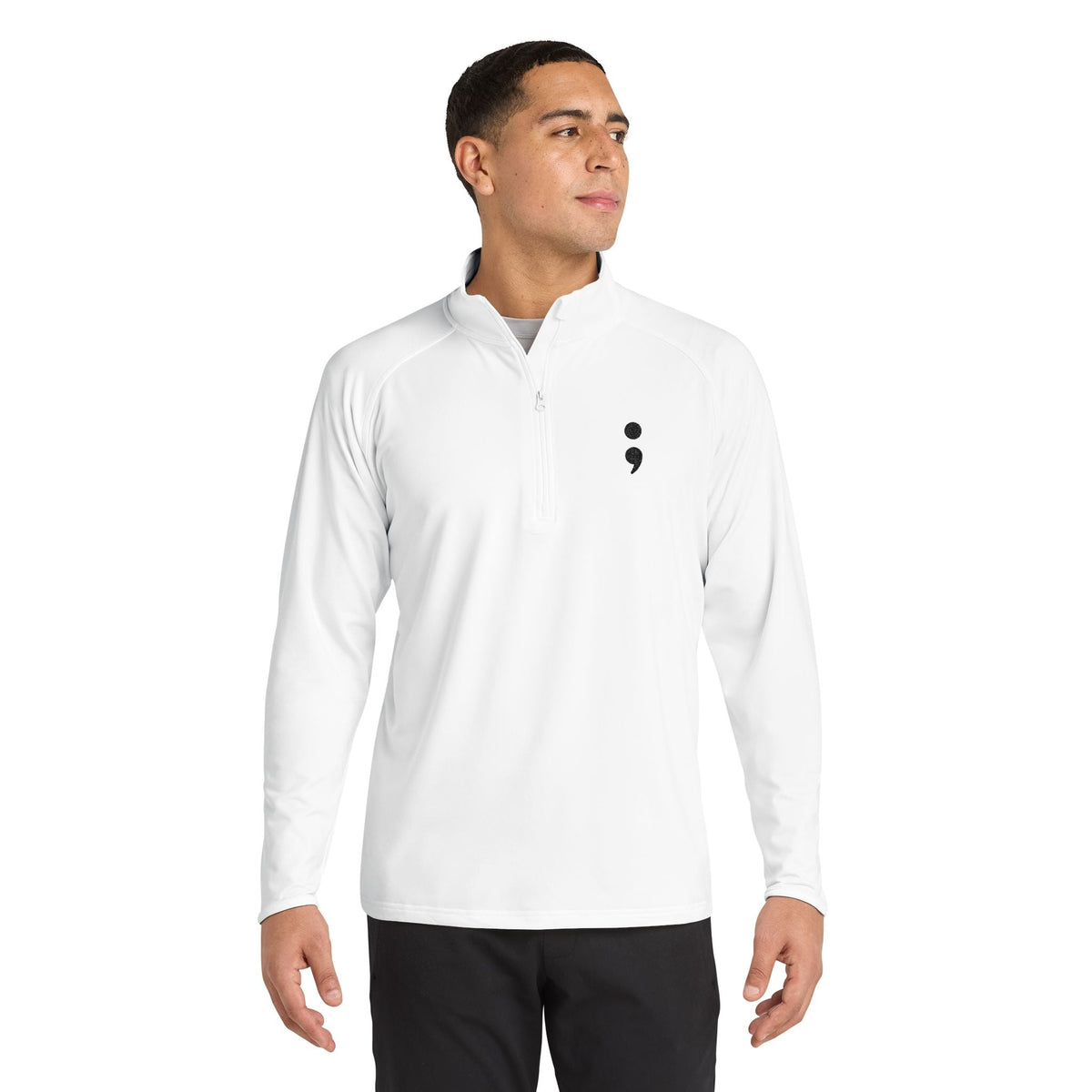 Semicolon Suicide Awareness Embroidered Quarter-Zip Pullover - Clothing, Unisex, Sweatshirts - EpiAl's Shop
