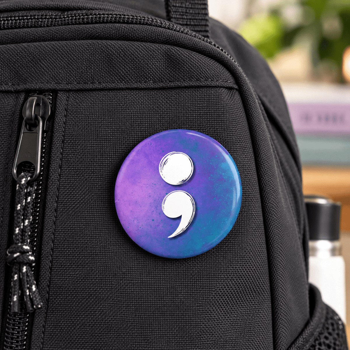 Semicolon Suicide Awareness Pin Button | Purple Blue Resilience Pin - Buttons, Pinback - EpiAl's Shop