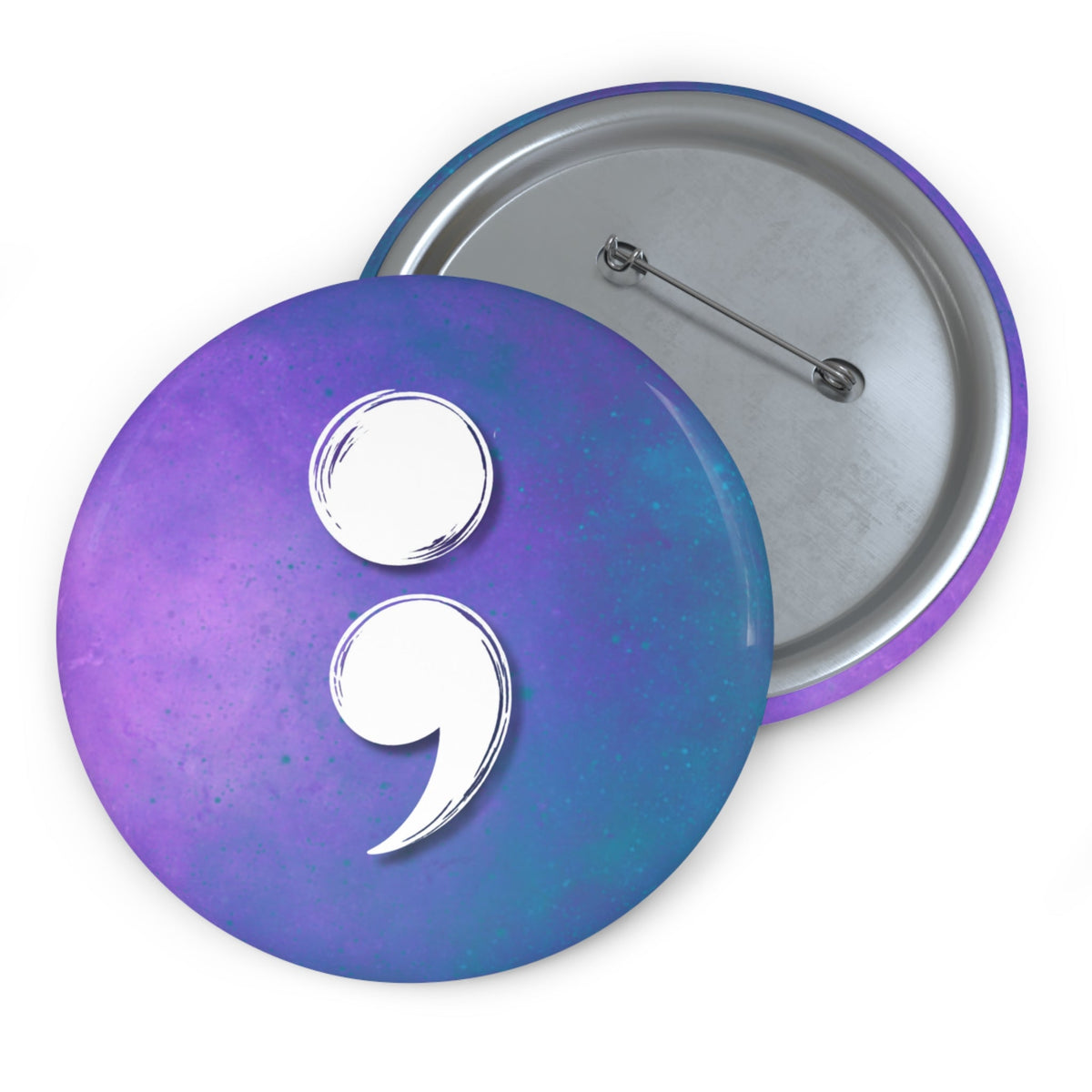 Semicolon Suicide Awareness Pin Button | Purple Blue Resilience Pin - Buttons, Pinback - EpiAl's Shop
