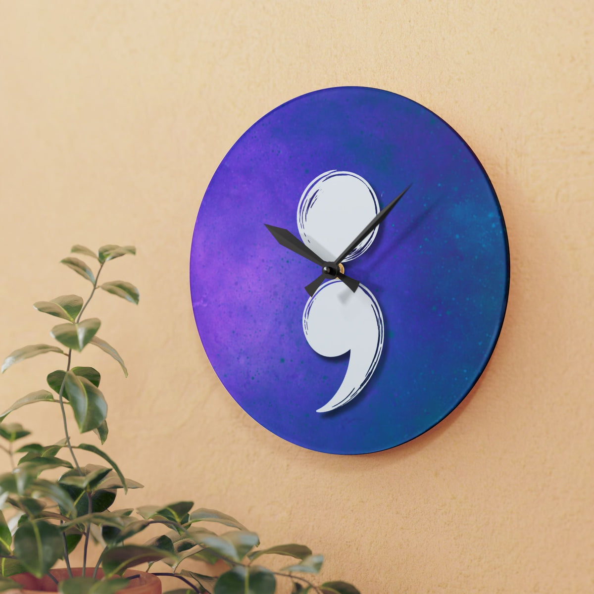 Semicolon Suicide Awareness Wall Clock | Resilience & Hope - Decor, Clocks, Wall - EpiAl's Shop