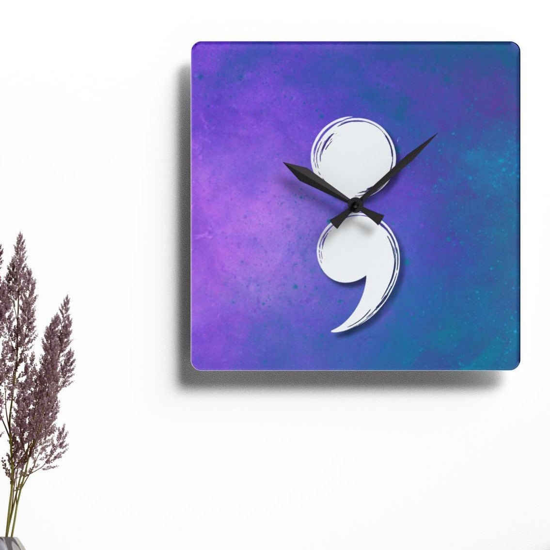 Semicolon Suicide Awareness Wall Clock | Resilience & Hope - Decor, Clocks, Wall - EpiAl's Shop