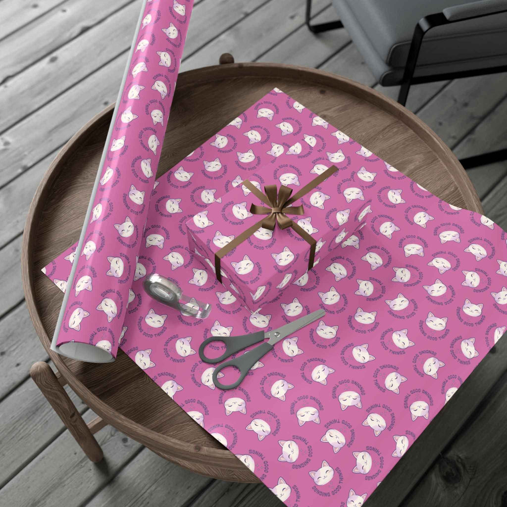 Sending Good Things Cat Gift Wrap – Pink All-Occasion Wrapping Paper - Gift Wrap, Paper - EpiAl's Shop