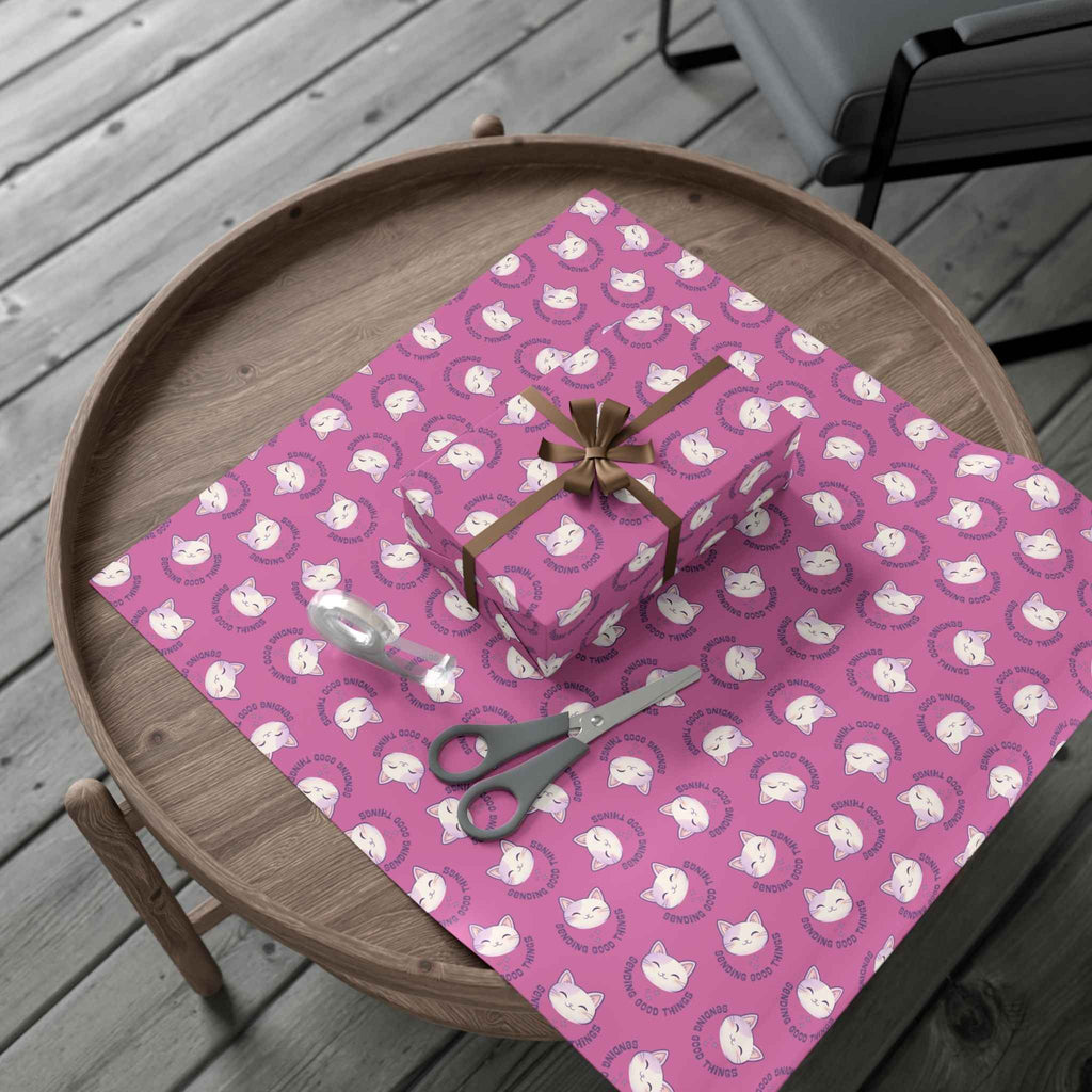 Sending Good Things Cat Gift Wrap – Pink All-Occasion Wrapping Paper - Gift Wrap, Paper - EpiAl's Shop