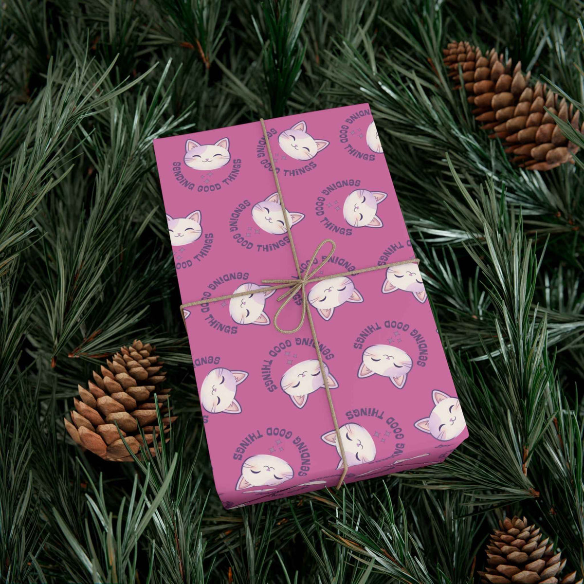 Sending Good Things Cat Gift Wrap – Pink All-Occasion Wrapping Paper - Gift Wrap, Paper - EpiAl's Shop