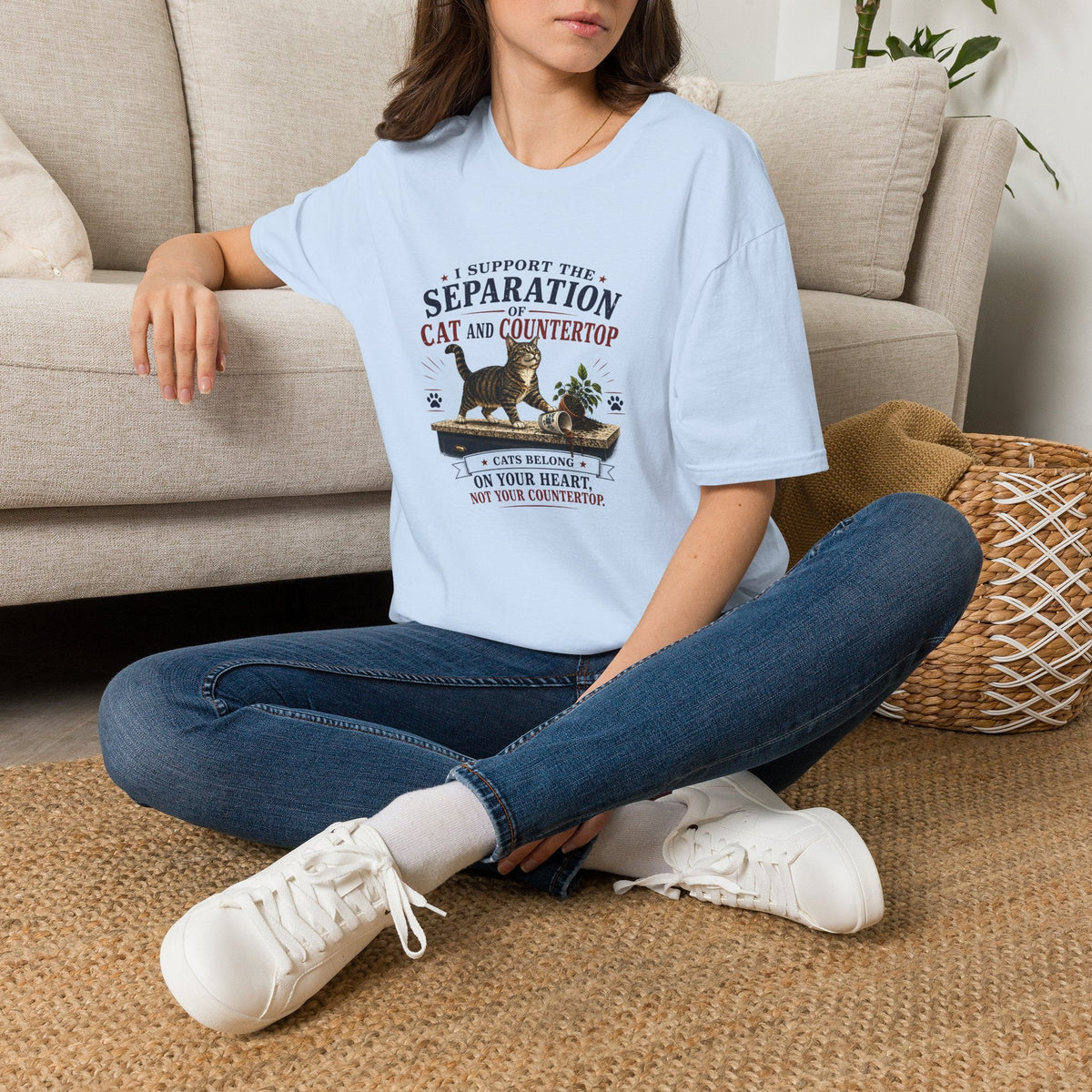 Separation of Cat and Countertop T-Shirt | Funny Cat Lover Tee - Clothing, Unisex, T-Shirts - EpiAl's Shop