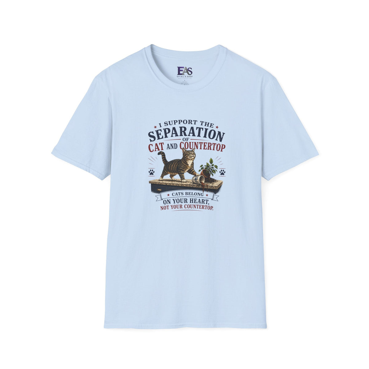 Separation of Cat and Countertop T-Shirt | Funny Cat Lover Tee - Clothing, Unisex, T-Shirts - EpiAl's Shop