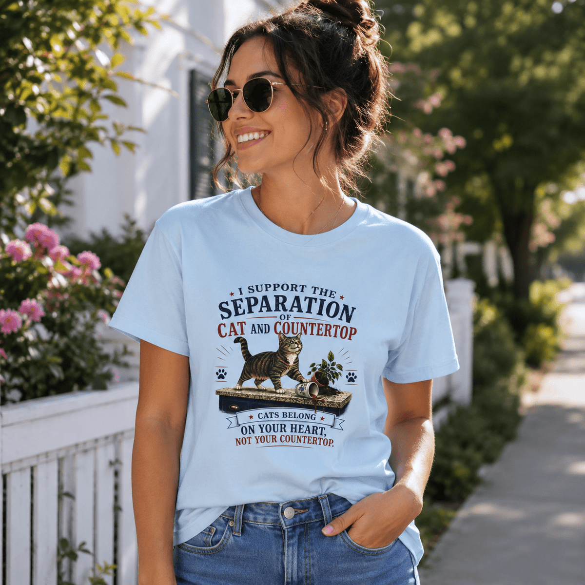 Separation of Cat and Countertop T-Shirt | Funny Cat Lover Tee - Clothing, Unisex, T-Shirts - EpiAl's Shop