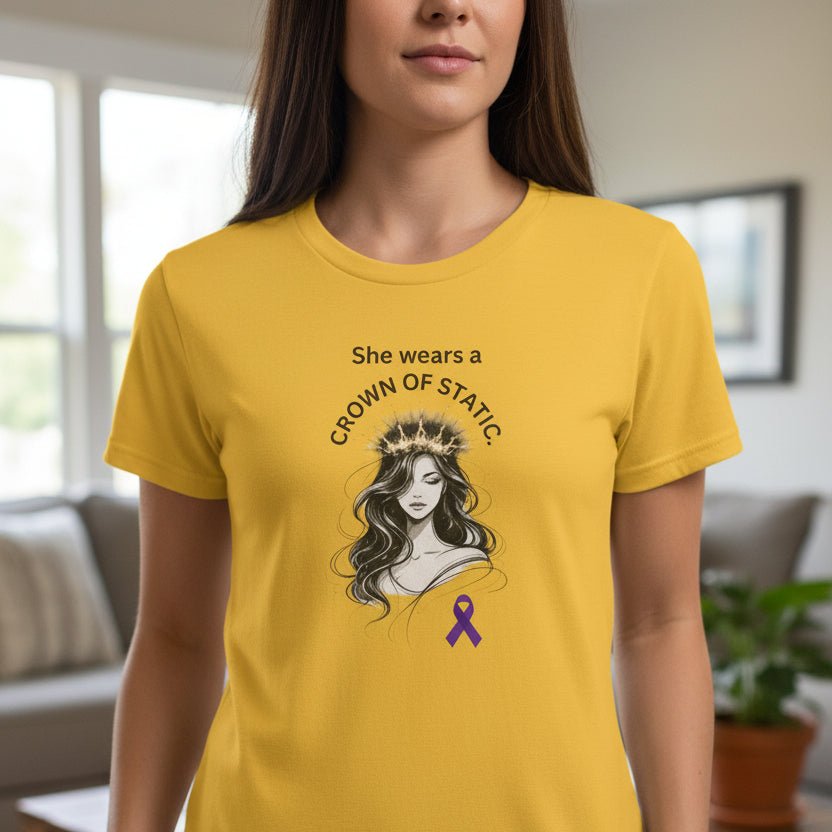 She Wears a Crown of Static – Women’s Epilepsy Awareness T-Shirt - Clothing, Women, T-Shirts - EpiAl's Shop