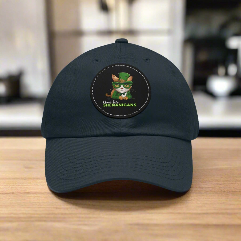 Shenanigans Dad Hat with Leather Patch (Round) - EpiAl's Shop