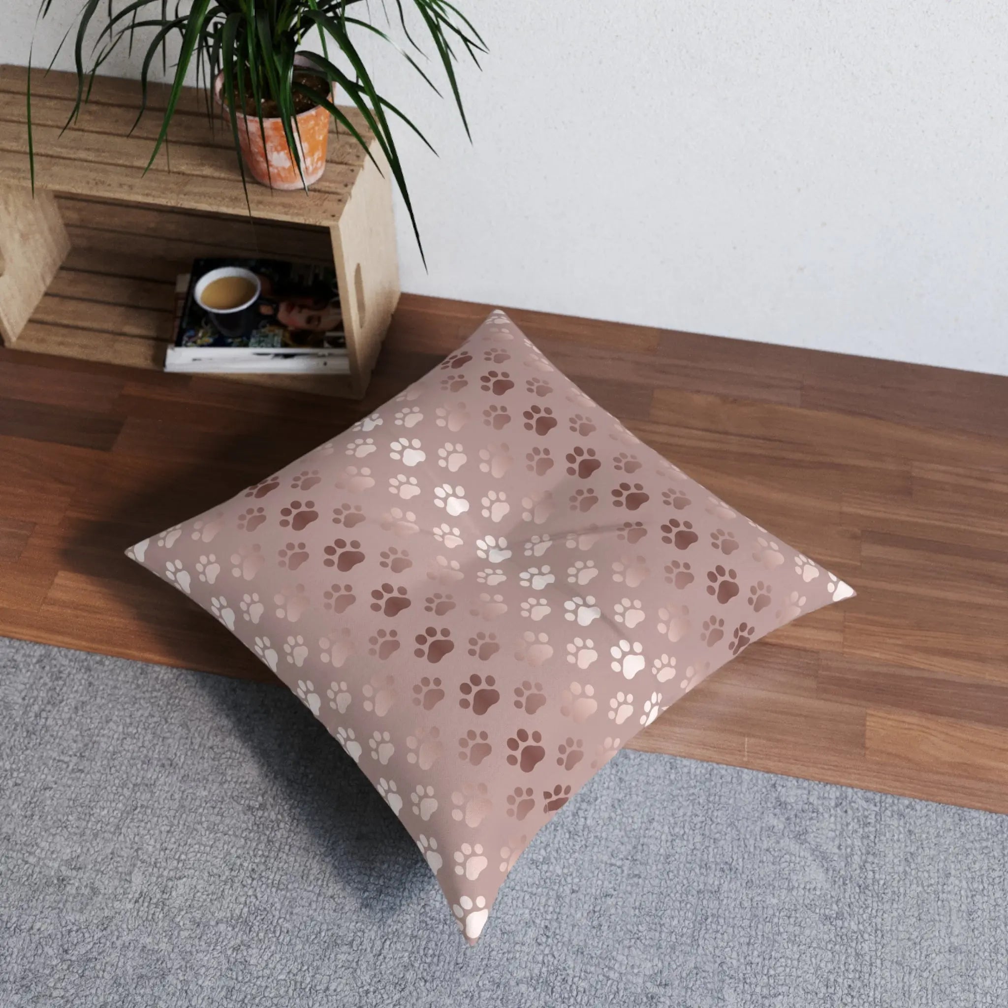 Shimmery Pet Paw Print Tufted Floor Pillow - Decor, Home, Pillows - EpiAl's Shop