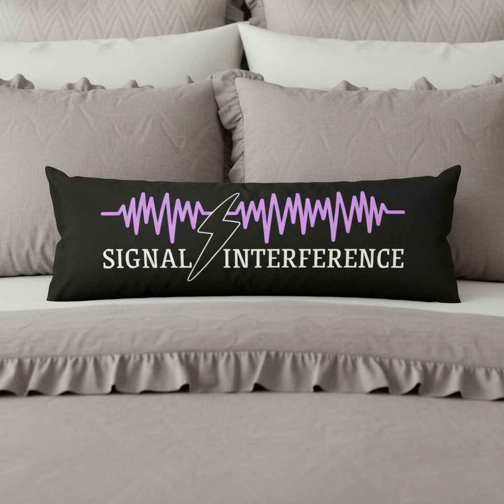 Signal Interference Body Pillow – Purple Waveform Design, 20” × 54” Long Pillow - Decor, Pillows, Body - EpiAl's Shop