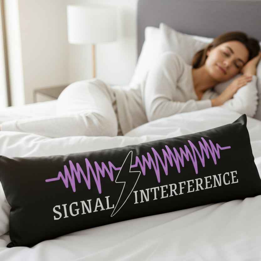 Signal Interference Body Pillow – Purple Waveform Design, 20” × 54” Long Pillow - Decor, Pillows, Body - EpiAl's Shop
