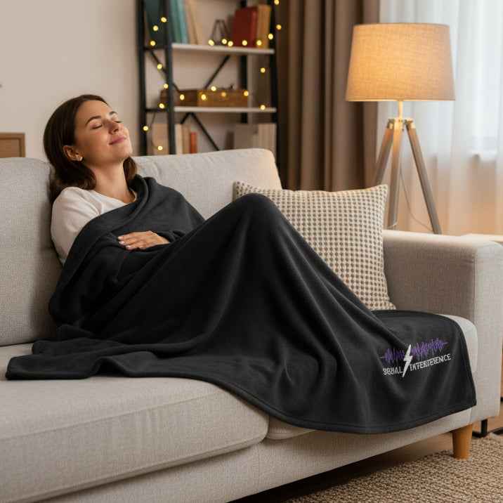 Signal Interference Sherpa Blanket – Epilepsy Awareness Throw – Subtle Purple Wave Blanket - Decor, Blankets, Throw - EpiAl's Shop