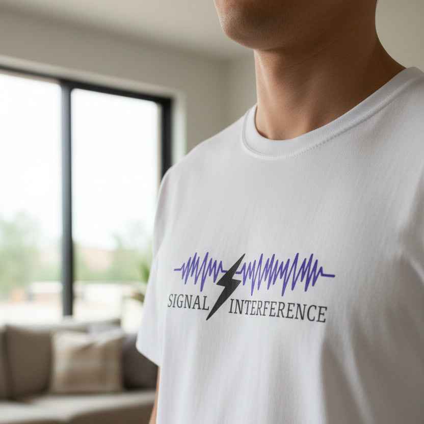 Signal Interference Tee — Quiet Static, Visible Spark - Clothing, Women, T-Shirts - EpiAl's Shop