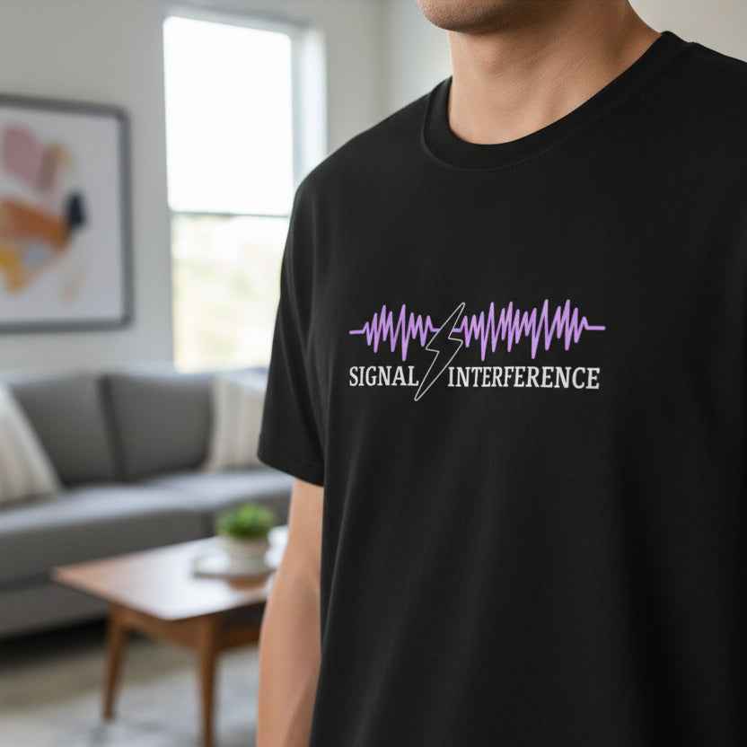 Signal Interference Tee — Quiet Static, Visible Spark - Clothing, Women, T-Shirts - EpiAl's Shop
