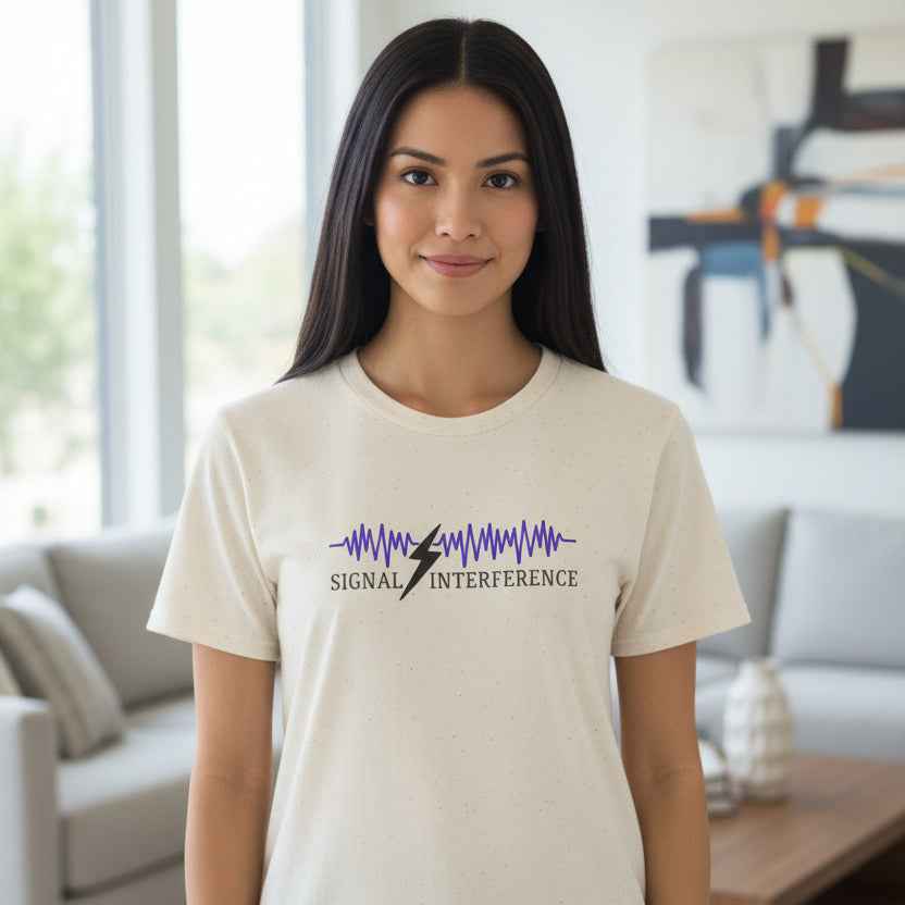 Signal Interference Tee — Quiet Static, Visible Spark - Clothing, Women, T-Shirts - EpiAl's Shop