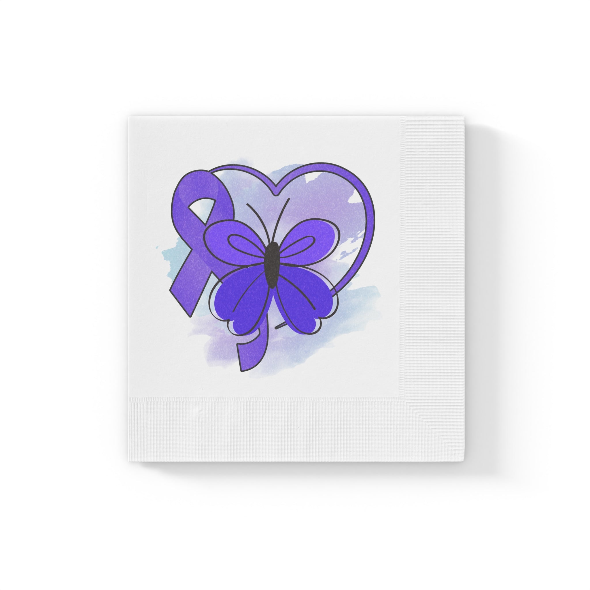 Simple Purple Butterfly Epilepsy Awareness White Coined Napkins - Paper Products, Napkins - EpiAl's Shop